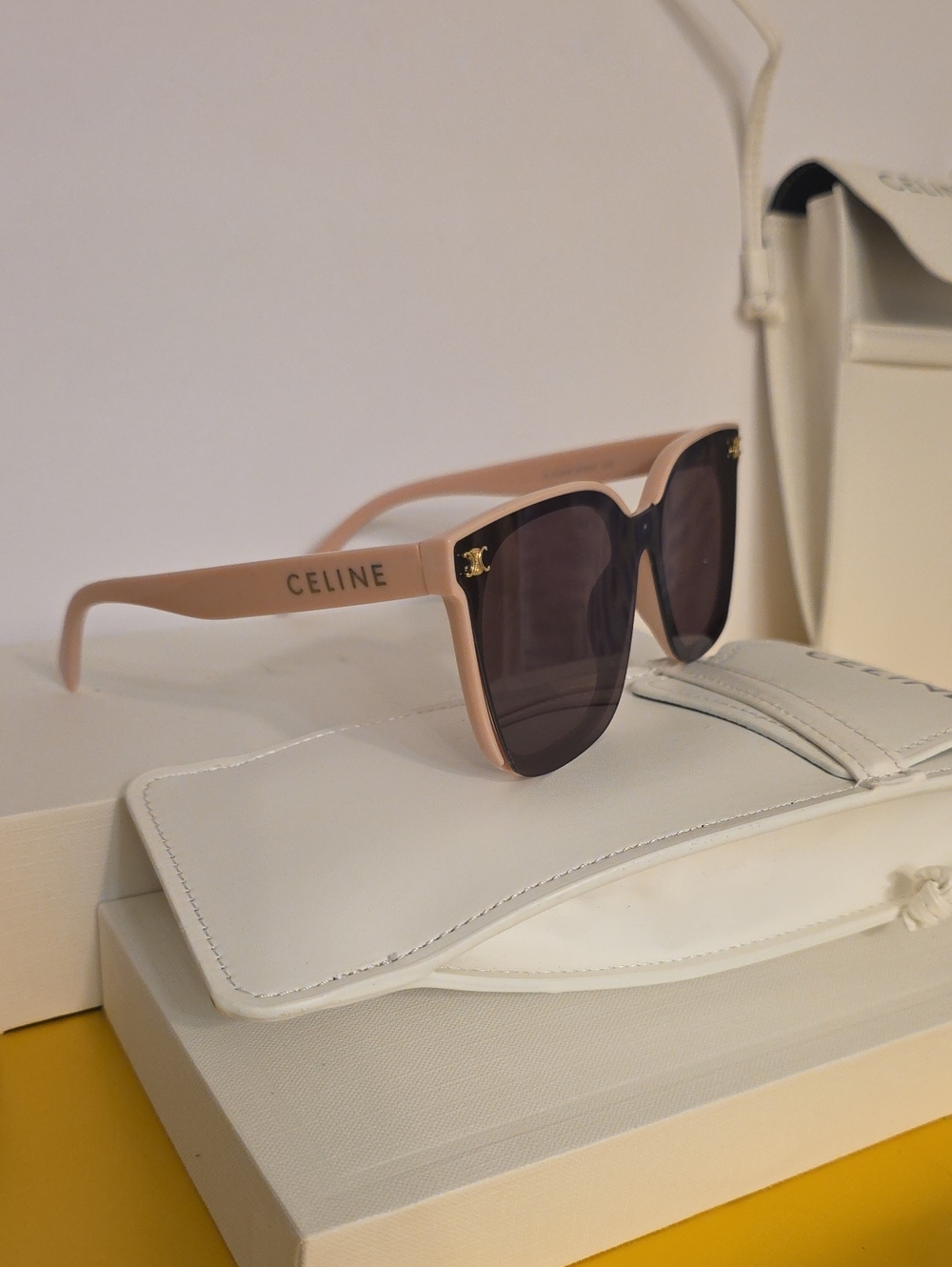 Celine Pale Pink Frame Sunglasses with Dark Lenses